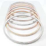 7.74 Cttw Diamond & 14k Tricolor Gold Set Of 7 Bangles 53.3g 7 Inch Fw0826przxdu