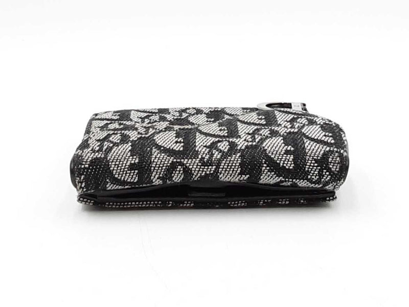 Christian Dior Saddle Wallet In Black Oblique Jacquard Fw0325lzzdu