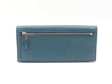 Coach Long Wallet In Glitter Teal Crossgrain Leather Fw0925lrdu