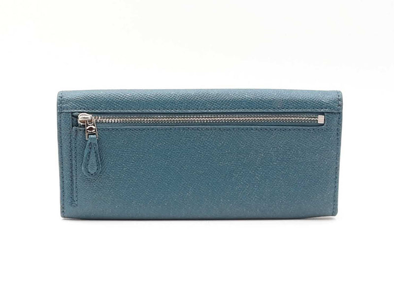 Coach Long Wallet In Glitter Teal Crossgrain Leather Fw0925lrdu