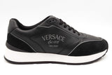 Versace Milano Black Leather & Suede Sneakers Size 44 Eb0626lrxsa