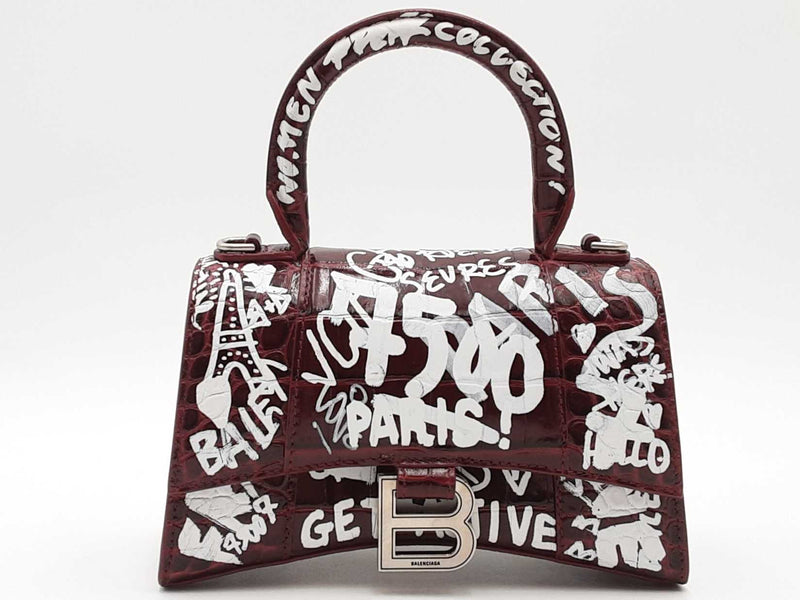 Balenciaga Xs Hourglass Graffiti Bag Red Aa0326rrzsa – Max Pawn
