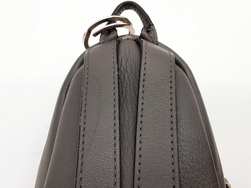 Fendi Monster Gray Leather Faux Fur Mini Backpack Pouch Bag Charm Do0925lrxde