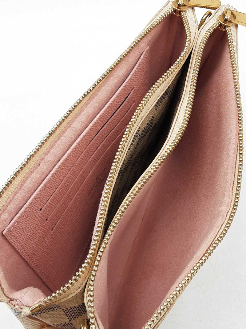 Louis Vuitton Double Zip Pochette In Damier Azur Coated Canvas Fw1125wrxdu