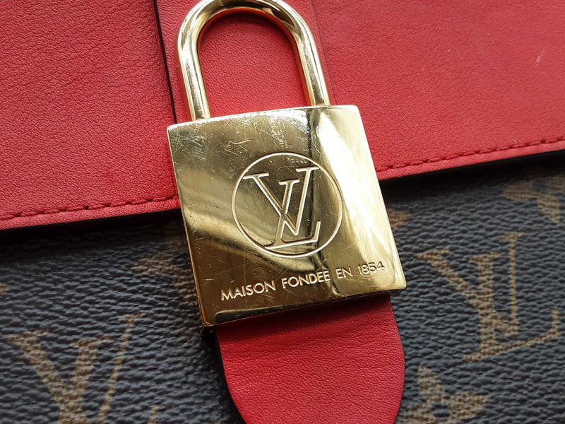 Louis Vuitton Locky Cherry Red Leather Brown Monogram Crossbody Bag Do0425locxde