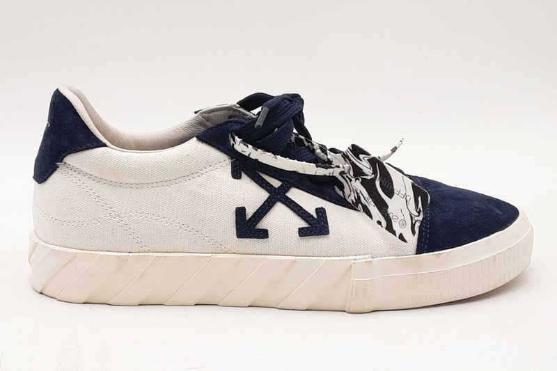 Off-white Low Vulcanized Eco Canvas White & Navy Sneakers Size 42 Eb0925lxzsa