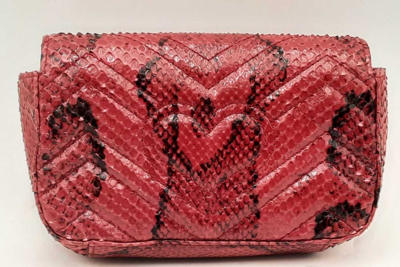 Gucci Mini Marmont Gg Red Snakeskin Leather Shoulder Bag Eb0225rxzsa