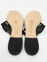 Tory Burch Jeweled Miller Thong Sandals In Black Leather Size 9.5 Fw0626rxdu