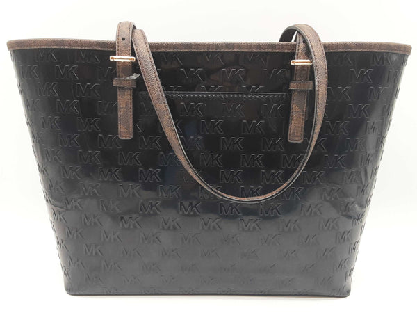 Michael Kor Brown Logo Patent Leather Tote Bag Do0825rxde