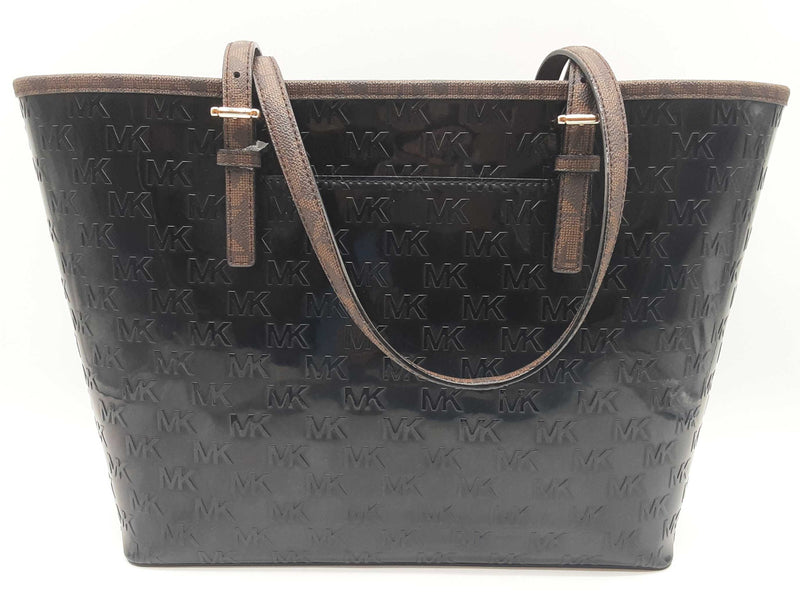 Michael Kor Brown Logo Patent Leather Tote Bag Do0825rxde