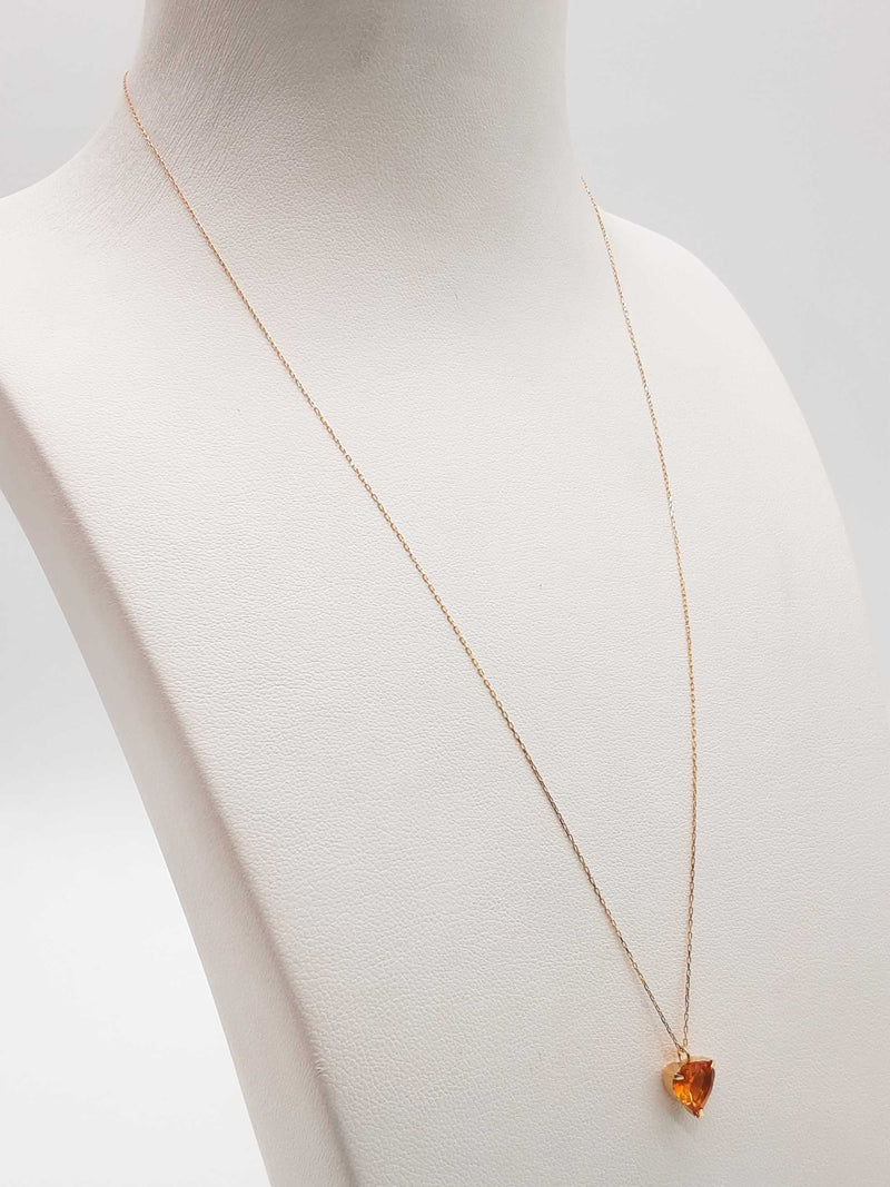 Heart Cut Synthetic Citrine 18k Yellow Gold 0.8g Necklace 17.5 In Do0825pxde