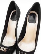 Christian Dior Black Logo Canvas Leather Heels Size Eu 40 Do0525lrxde