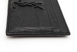 Yves Saint Laurent Crocodile Embossed Black Leather Card Case Wallet Eb0926lxzsa
