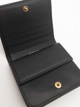 Balenciaga Black Leather Cash Flap Coin & Card Holder Wallet Eb0626lxzsa