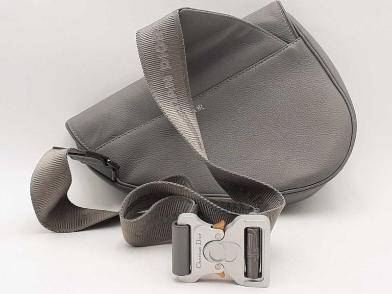 Christian Dior Grained Calfskin Mens Signature 1947 Saddle Gray Aa1125izxsa