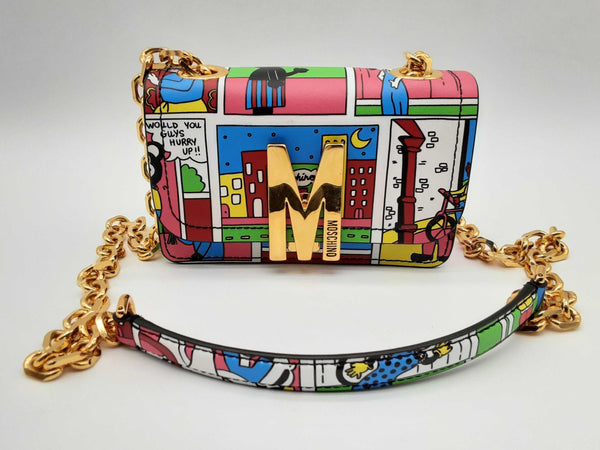 Moschino Comic Strip Print Leather Shoulder Bag Do0824lxzde