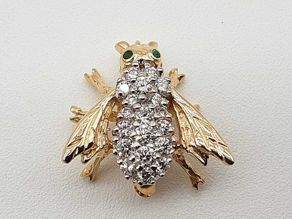 0.70 Cttw Diamonds 14k Two Tone Yellow White Gold 5.0g Bee Pin Do0425wexde