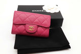 Chanel Fuchsia Quilted Caviar Flap Card Holder Eb1225wxzde