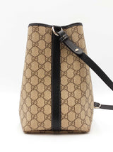 Gucci Emblem Medium Bucket Bag In Beige & Brown Gg Coated Canvas Fw0726rxzdu