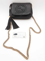 Gucci Black Leather Soho Flap Chain Crossbody Bag Eb0226orxde