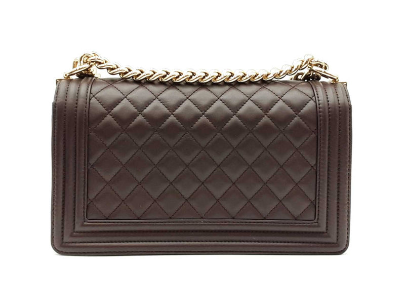 Chanel Boy Bag In Dark Brown Quilted Lambskin Fw0725lixzdu