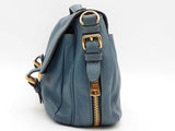 Prada Vitello Daino Push Lock Dbl Buckle Blue Handbag Aa0926wzxsa