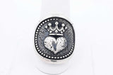 King Baby Queen Baby Crowned Heart Coin Ring 925 Sterling 17.4g Size 9 Eb125rxdu