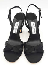 Jimmy Choo Elsy Black Satin Heels Size 38 Eb0326lrxsa