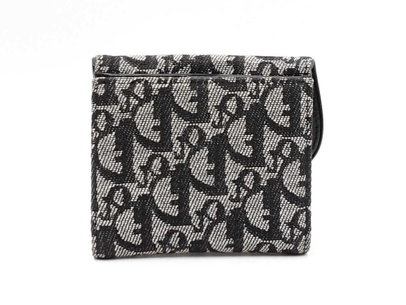 Christian Dior Saddle Wallet In Black Oblique Jacquard Fw0325lzzdu