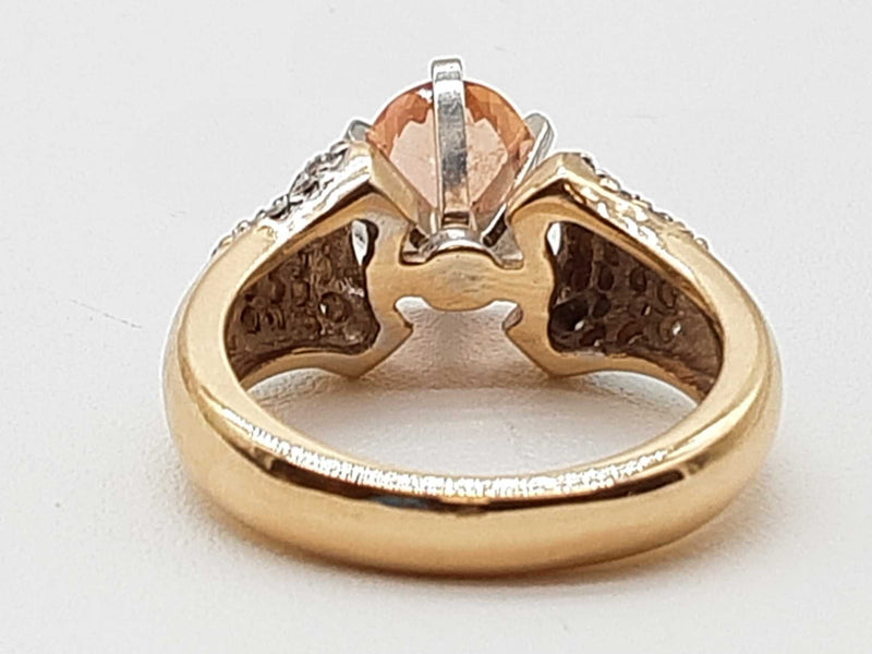Oval Cut Morganite 14k Two-tone Gold 8.2g Ring Size 7