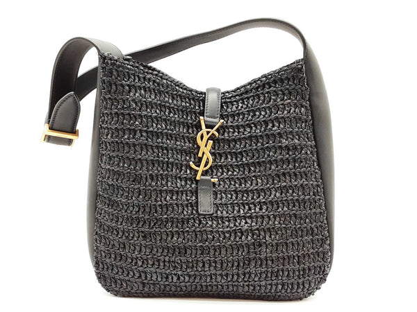 Yves Saint Laurent Le 5 A 7 Black Raffia Hobo Bag Sd1125ezxde