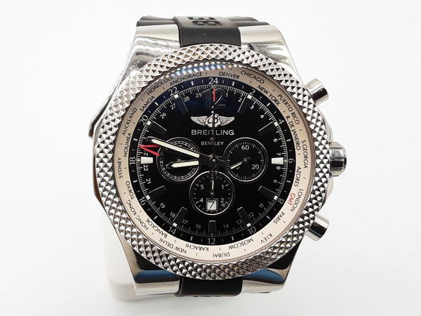 Breitling A47362 49 Bentley Gmt Black Dial Rubber Band Steel Watch Do0825lxzxde