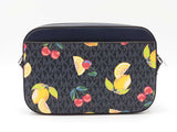 Michael Kors Jet Set Large Navy Logo Crossbody In Fruit Print Canvas Fw0826pzdu