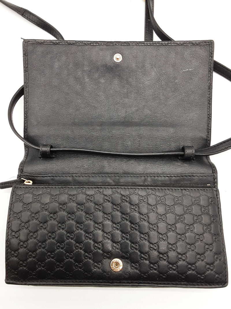 Gucci Black Microguccissima Leather Crossbody Wallet Do0625lxzde