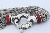 Tiffany & Co. Sterling Silver Red Enamel Multistrand Chain Bracelet Eb0926wxzde