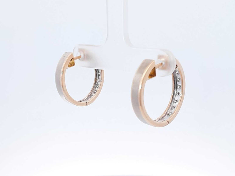 1.0 Cttw Diamond & 14k Two-tone Latch-back Hoop Earrings 6.3 Grams Fw0925wrxdu