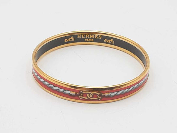 Hermes Plated Narrow Enamel Rope Bracelet 8 Inch Sd0725ozxsa