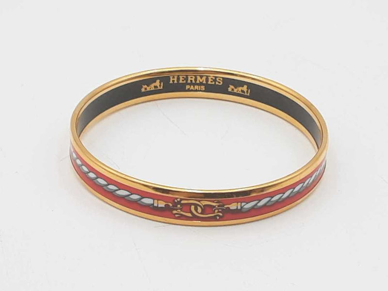 Hermes Plated Narrow Enamel Rope Bracelet 8 Inch Sd0725ozxsa