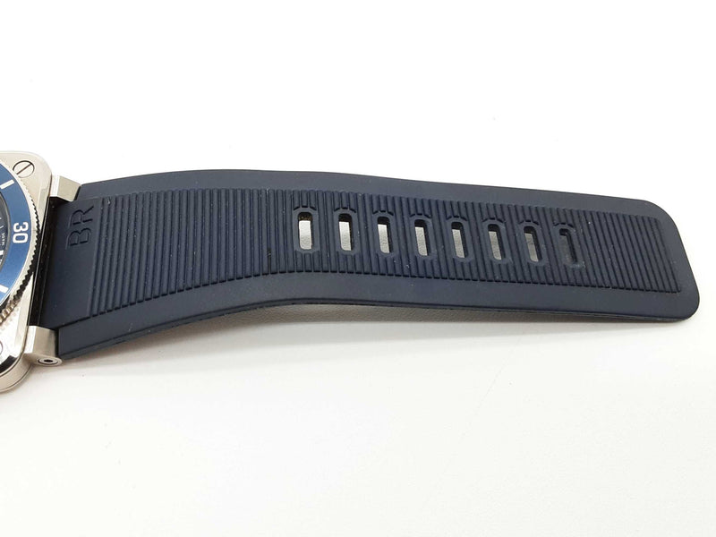 Bell & Ross 42mm Diver Blue Dial Rubber Band Steel Automatic Watch Do0825rxzde