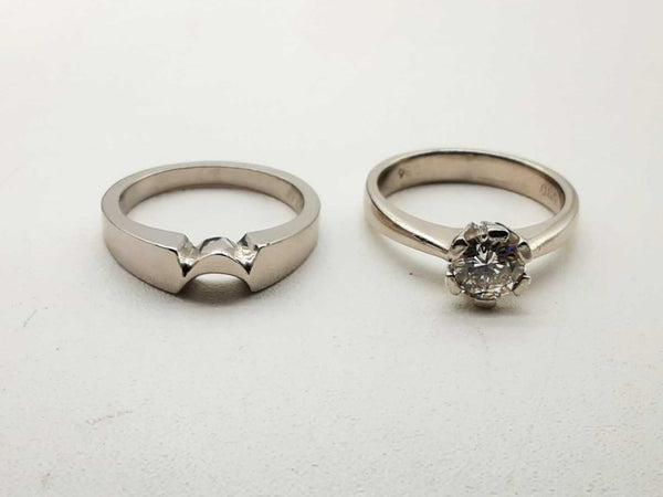 0.950 Platinum Diamond Solitaire Wedding Ring Set Size 6 Doloxzde 144020010702