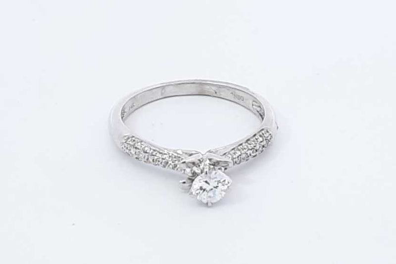 0.20ctw Center Round Diamond Ring 14k White Gold 2.7 Grams Size 7.25 Eb0925oxrdu