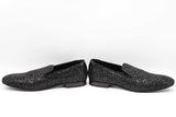 Jimmy Choo Thame Black Coarse Glitter Fabric Loafers Size 46 Eb0724ixdu