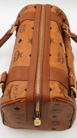 Mcm Visetos Cognac Small Boston Bag Eb0925oxzdu