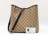 Gucci Emblem Medium Bucket Bag In Beige & Brown Gg Coated Canvas Fw0726rxzdu