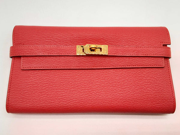 Hermes Kelly To Go Red Chevre Mysore Gold Hardware Clutch Do1124lxzxde