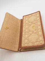 Christian Dior Cannage Raffia Caro Pouch With Chain Eb0326ixzsa
