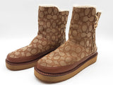 Coach Indi Booties Khaki Tan Signature Fur Lined Boots Size Eu 38 Do0225rxde