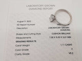 1.11 Carat Cushion Lab Grown Diamond 14k Wg 2.1g Ring Size 6.5 Do0326rrxde
