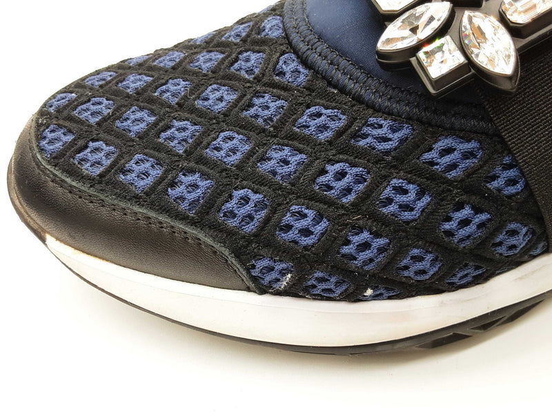 Roger Vivier Running Strass Buckle Stretch Blue Sneakers Size Eu37.5 Do0525oxzde