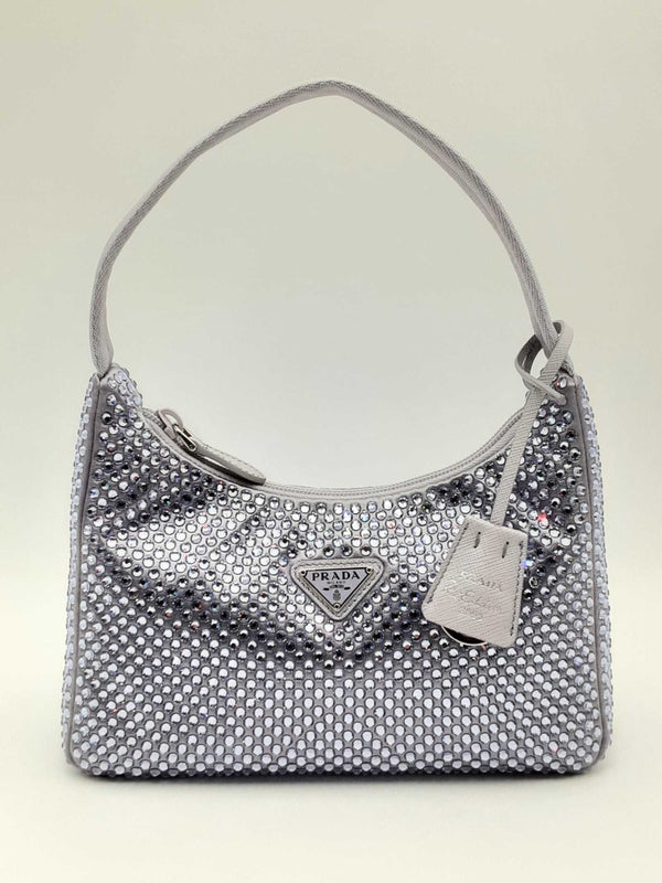 Prada Re-edition 2000 Crystal-embellished Mini Bag In Lilac Fw0524ooxzsa